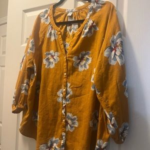 Old Navy Long Sleeve Floral Print Blouse size xl